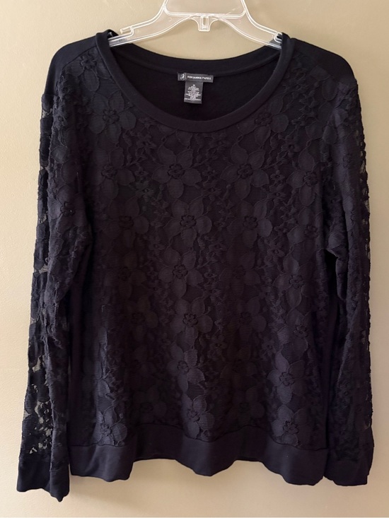 Adrianna Papell Tops - Adrianna Papell Floral Lace Long-Sleeve Size M Black